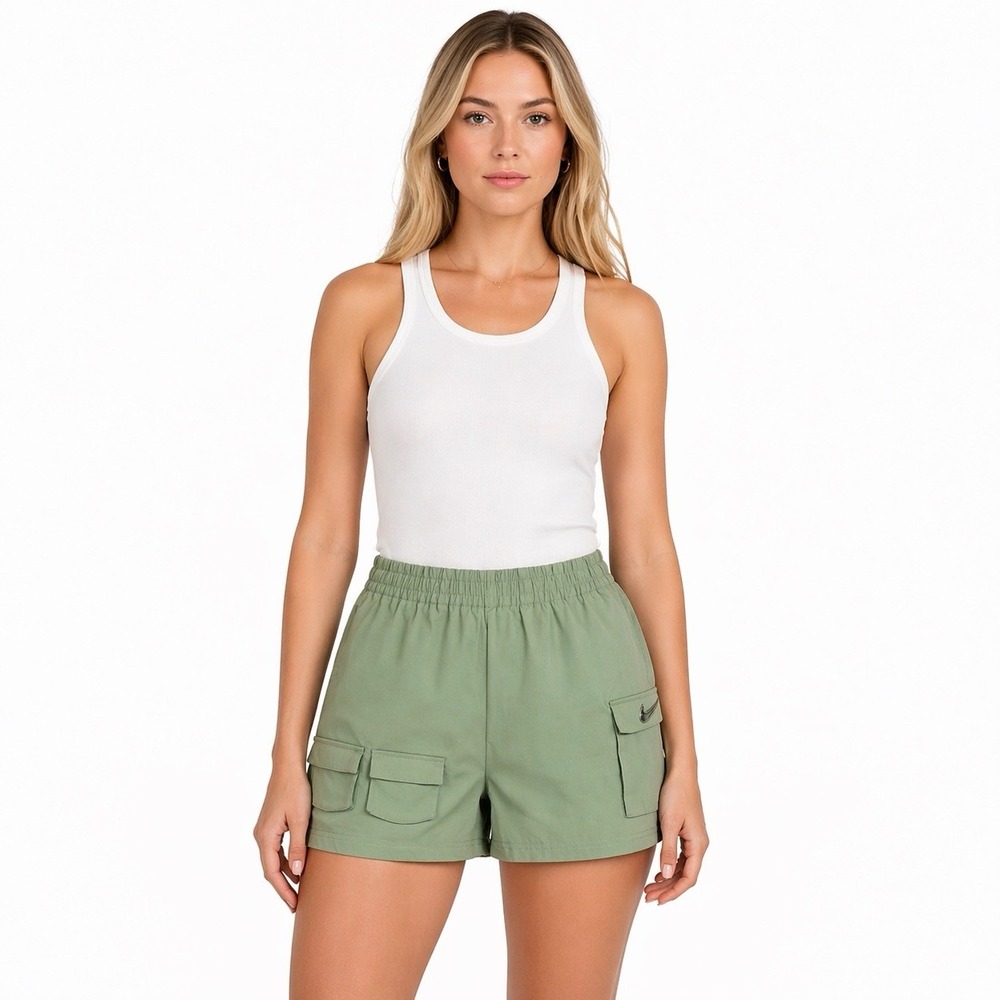 Nike Women Sportswear Swoosh Cargo Shorts‎ Polyester CZ9381-006 Green Small S